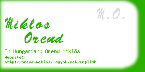 miklos orend business card
